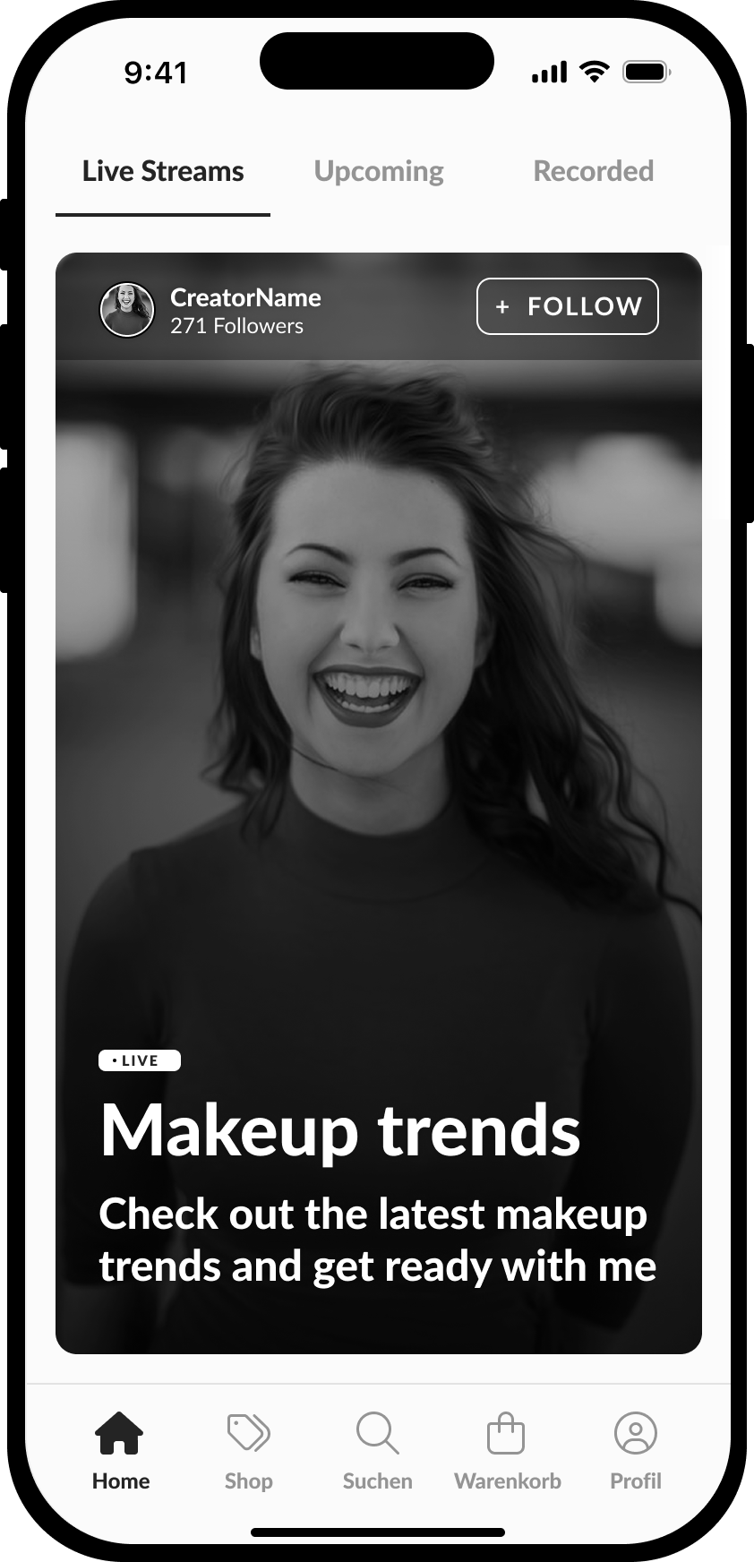 HELLO homepage, version 3: Live, Upcoming, and Recorded tabs